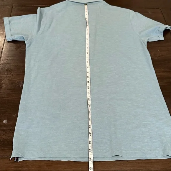 Hammer Made Light Blue Polo Shirt Small Floral Lined Collar - Picture 6 of 6